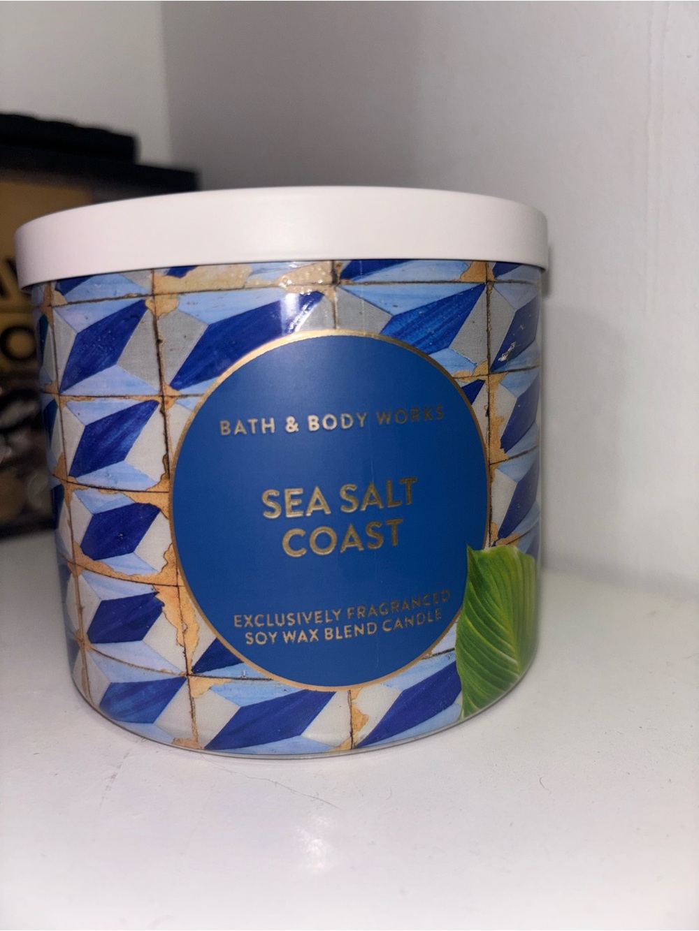 Bath & Body Works Sea Salt Coast Candle - Blue & White